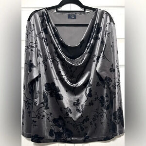 RAG Womens Velvet Floral Paisley Long Sleeve Tunic Top XXL Velour Soft